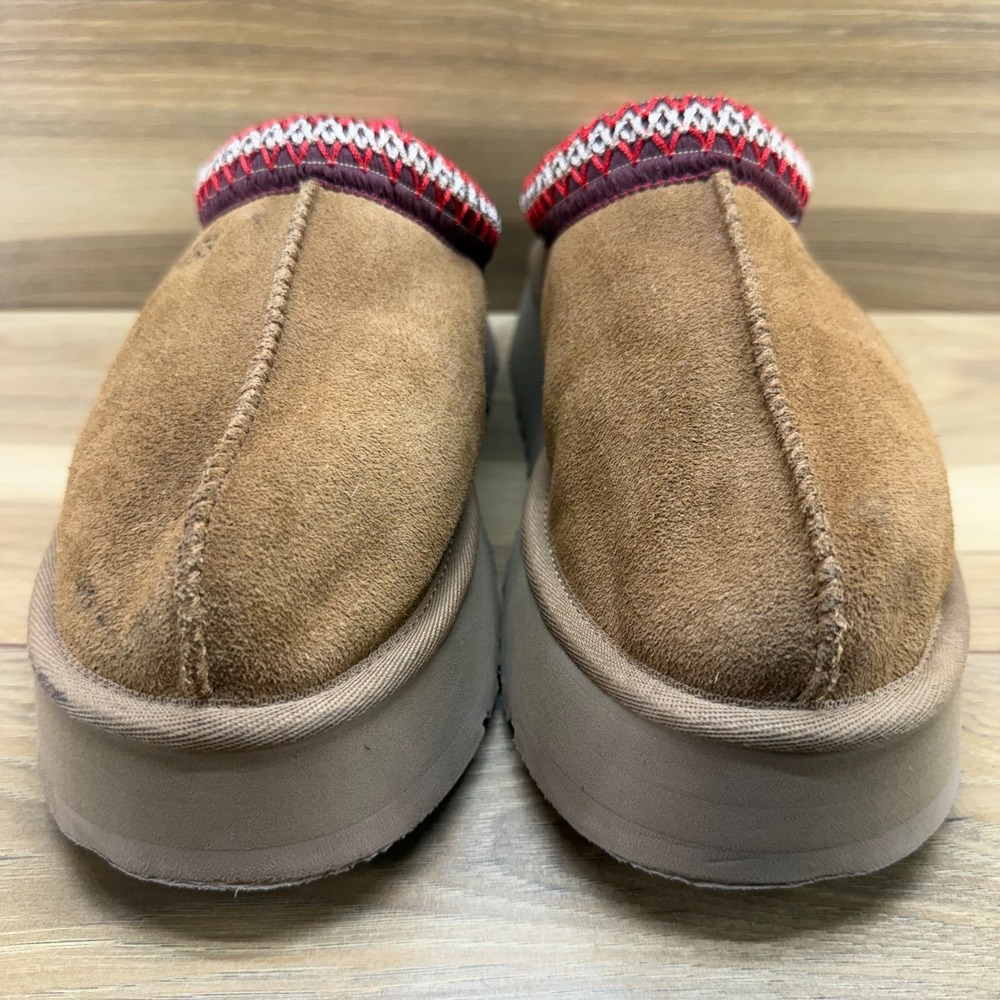 UGG Tazz Platform Slippers Womens 8 Chestnut Suede Sherpa Shearling Lined Tasman - Picture 4 of 12